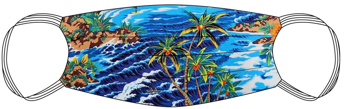 Diamondhead  Hawaiian Print Face Mask  Made in USA of 100% Cotton